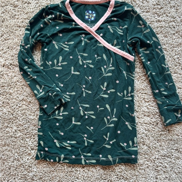 Kickee Pants Pajamas Holiday Christmas Pj's Pine Mistletoe long sleeve kimono 3T - Picture 6 of 11